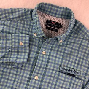Vineyard Vines Harbor Mens L Blue Performance  Long Sleeve Button Down Shirt